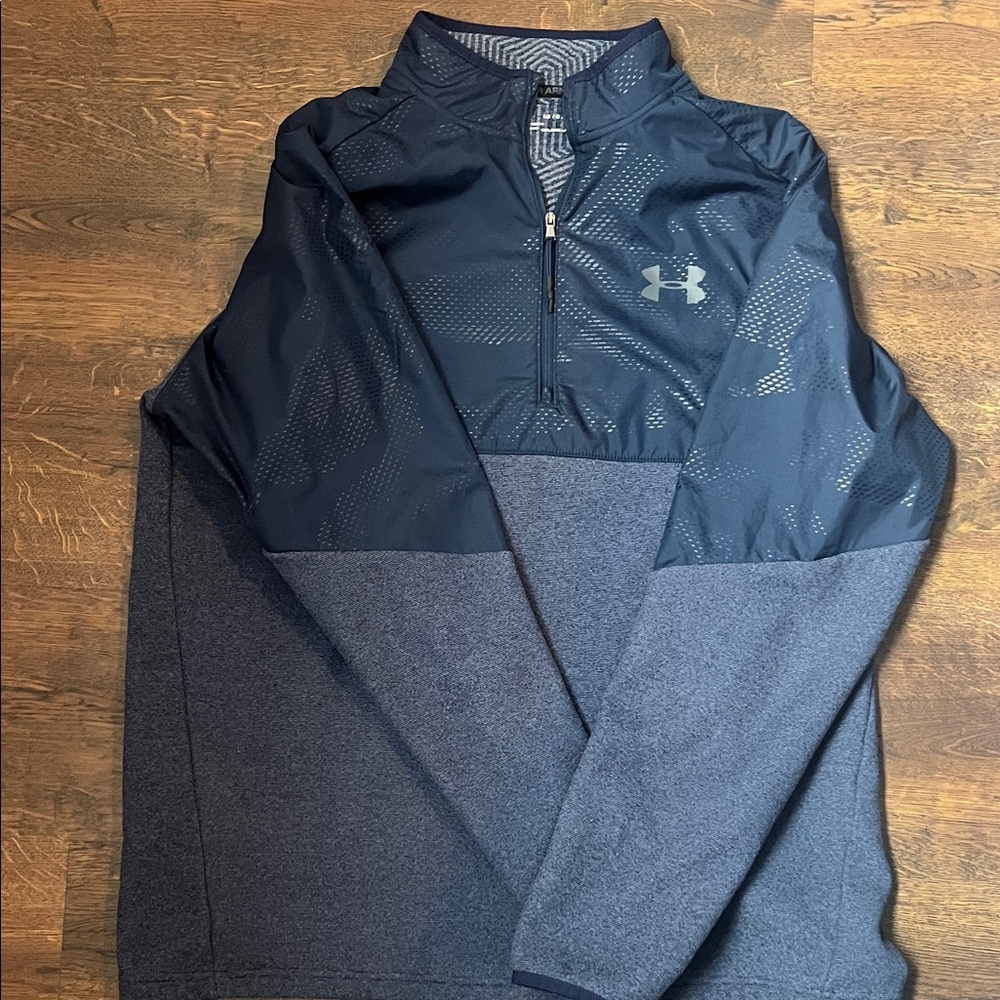Under Armour Navy and Heathered Navy Half-Zip Pullover